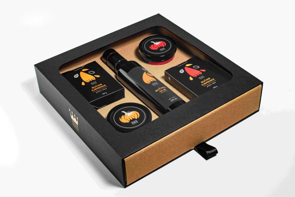 set composto di olio di semi di zucca pate di zucca e semi di zucca