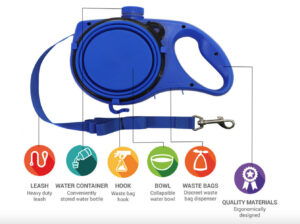 Guinzaglio Multifunzione con borraccia by masitalia